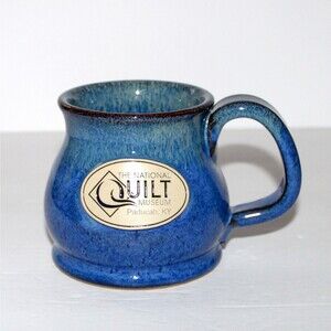 Sunset Hill coffee tea Mug National Quilt Museum Paducah KY stoneware blue